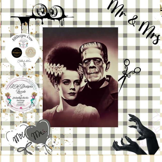 Decoupage Halloween Mr & Mrs. Bolt Horror Duo Tissue Paper (Creator Uploaded)