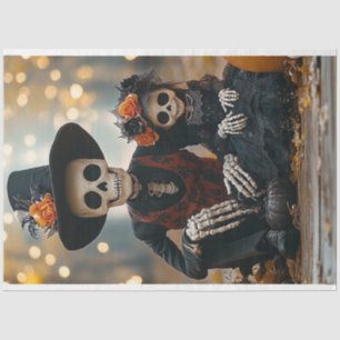 Decoupage Halloween Skeleton Dad and Daughter Tissue Paper