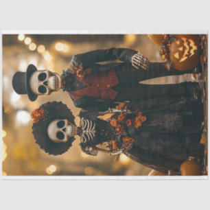 Decoupage Halloween Skeleton Mr  Mrs Portrait Mode Tissue Paper