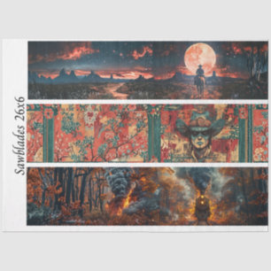 Decoupage Handsaw 26x6" Western Designs Tissue Paper