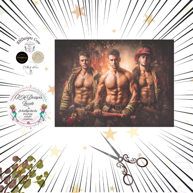 Decoupage Heroic Firefighters Dramatic Fire Scene Tissue Paper (Creator Uploaded)