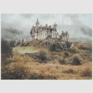 Decoupage Highland Castle Ireland Misty Landscape Tissue Paper