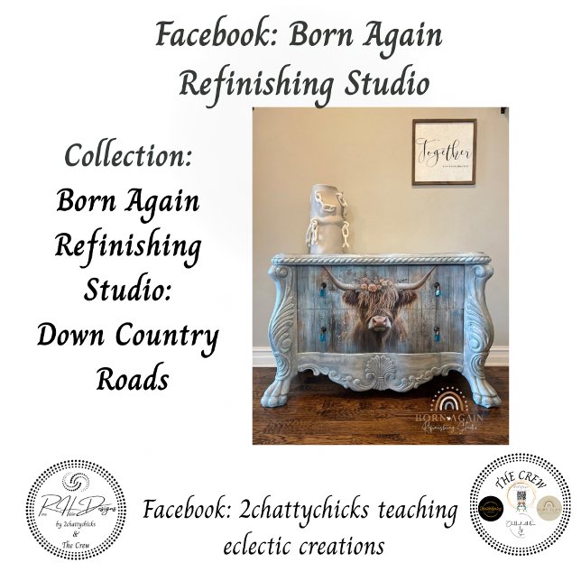 Decoupage Highland Cow Blue Distressed Background  Tissue Paper (Creator Uploaded)