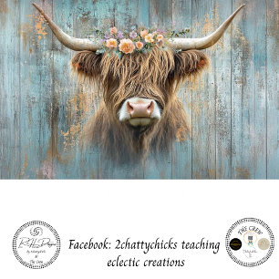 Decoupage Highland Cow Blue Distressed Background Tissue Paper