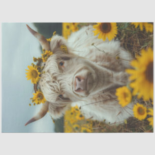 Decoupage Highland Cow Field Sunflowers  Tissue Paper