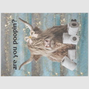 Decoupage Highland Cow Humour Are You Poopin Tissue Paper