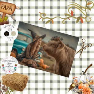 Decoupage Highland Cow & Witch Farm Scene  Tissue Paper