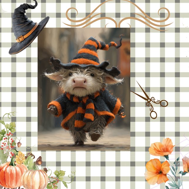 Decoupage Highland Cow Witchy Halloween Decor Tissue Paper (Creator Uploaded)