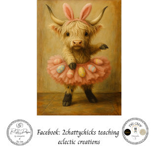 Decoupage Highland Easter Ballerina In Pink  Tissue Paper