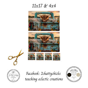 Decoupage Highland Vintage Truck Rustic Country Tissue Paper