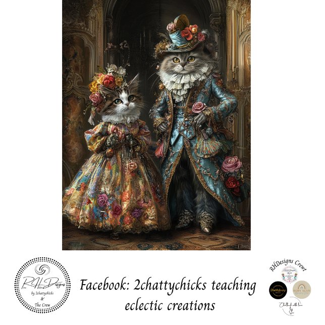 Decoupage Historical Elaborate Dressed Cats  Tissue Paper (Creator Uploaded)