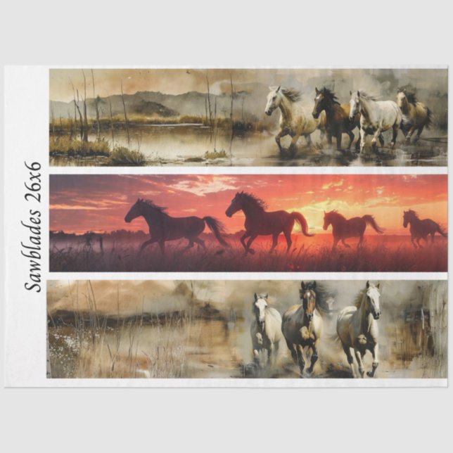 Decoupage Horses Handsaw & Sign Designs  Tissue Paper (Front)