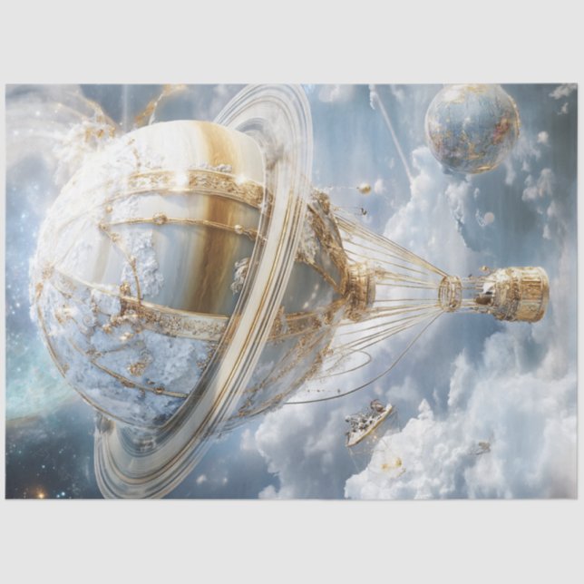 Decoupage Hot Air Balloon Looks Like Saturn  Tissue Paper (Front)