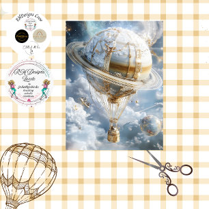 Decoupage Hot Air Balloon Looks Like Saturn  Tissue Paper