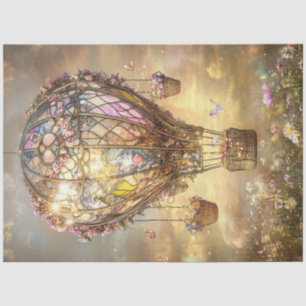 Decoupage Hot Air Balloon Stained Glass Floral  Tissue Paper