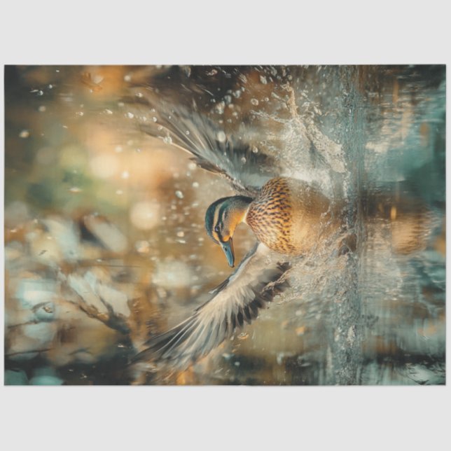 Decoupage Hunting Mallard Duck Landing  Tissue Paper (Front)