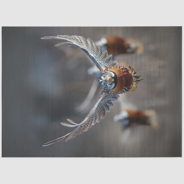 Decoupage Intricate Bird In Flight  Tissue Paper (Front)