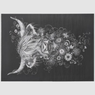 Decoupage Intricate Black White Highland Cow Tissue Paper