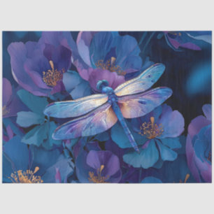 Decoupage Iridescent Dragonfly Colourful Flowers Tissue Paper