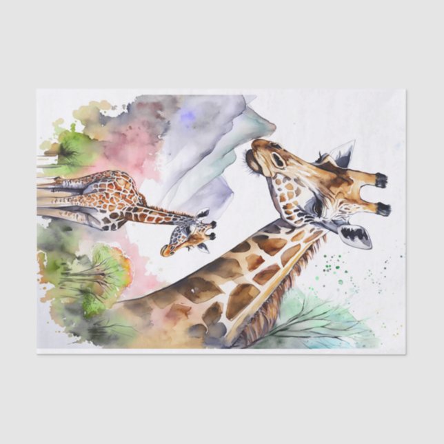 Decoupage jungle giraffe lovers  tissue paper (Front)