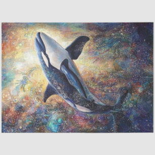 Decoupage Killer Whale Vibrant Abstract Painting Tissue Paper