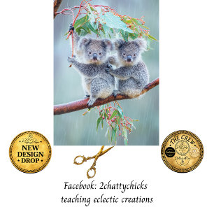Decoupage Koala Bear in Eucalyptus Tree Raining Tissue Paper