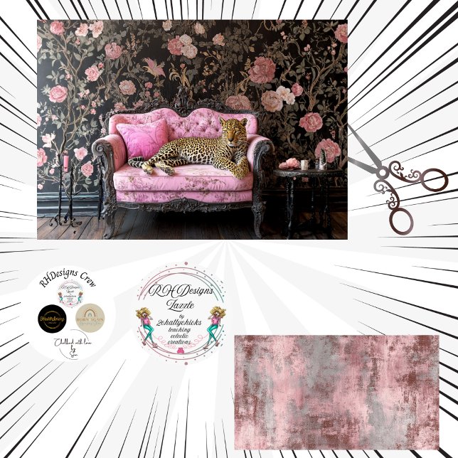 Decoupage Landscape Leopard Pink Sofa Floral Tissue Paper (Creator Uploaded)