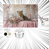 Decoupage Landscape Leopard Romantic Pink Floral