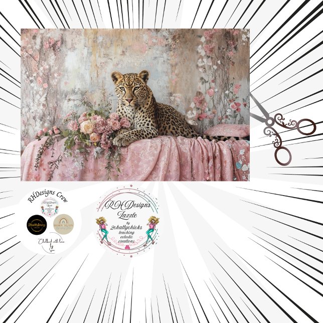 Decoupage Landscape Leopard Romantic Pink Floral  Tissue Paper (Creator Uploaded)