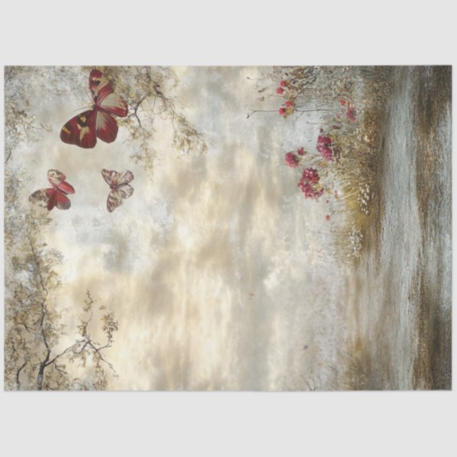 Decoupage Left Side Story Book Design Landscape  Tissue Paper (Front)