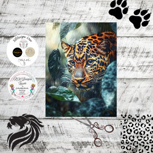Decoupage Leopard Face Gaze in Jungle Leaves Tissue Paper