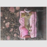 Decoupage Leopard On Pink Velvet French Couch