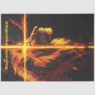Decoupage Lion Burning Cross Majestic Guardian Tissue Paper