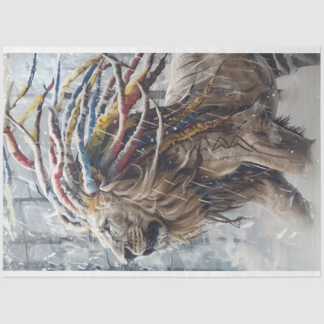 Decoupage Lion Dreadlocks Hair Tissue Paper (Front)