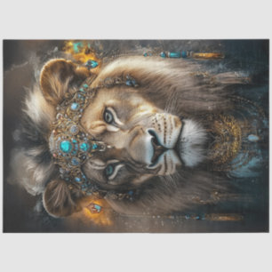 Decoupage Lioness Adorned American Indian Jeweller Tissue Paper