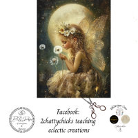 Decoupage Little Girl Fairy Moon Night Setting