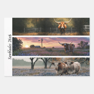 Decoupage Longhorn Wester Papers Sawblades Wrapping Paper Sheet