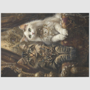 Decoupage Luxurious Tabby & White Cats  Tissue Paper