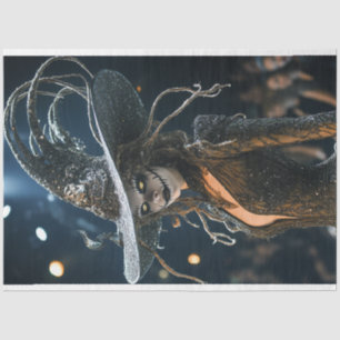 Decoupage Magical Black Ornate Witch Costume Tissue Paper