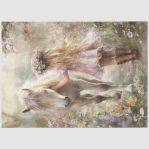 Decoupage Magical Lily Her Horse Luna in Meadow Tissue Paper