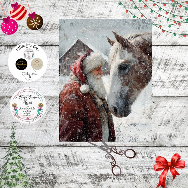 Decoupage Magical Moment Santa & His Horse Snowing Tissue Paper (Creator Uploaded)
