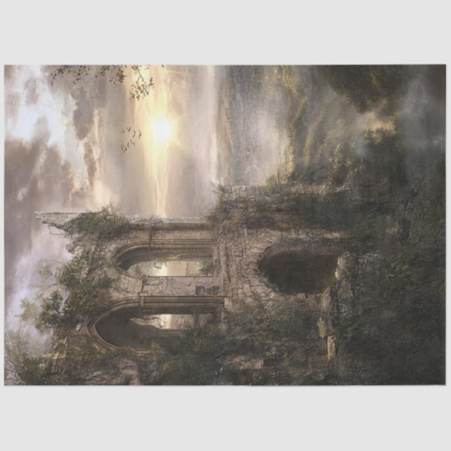 Decoupage Magical Scene Ruins at Sunrise  Tissue Paper (Front)