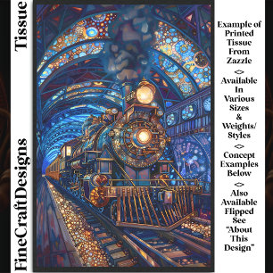 Decoupage Magical Steampunk Train Faux Mosaic 065 Tissue Paper