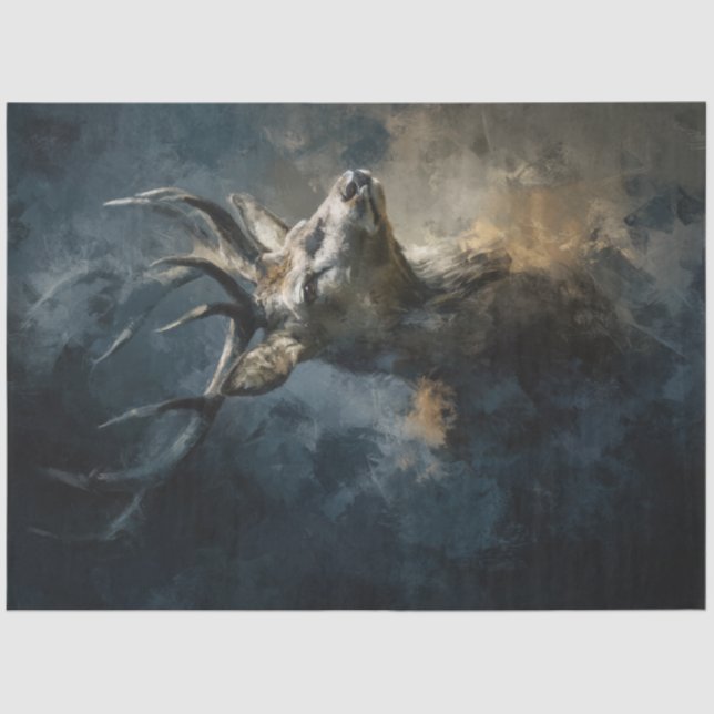 Decoupage Majestic 9 Point Deer Antlers Tissue Paper (Front)