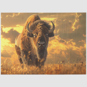 Decoupage Majestic Bison Standing Field of Grass Tissue Paper