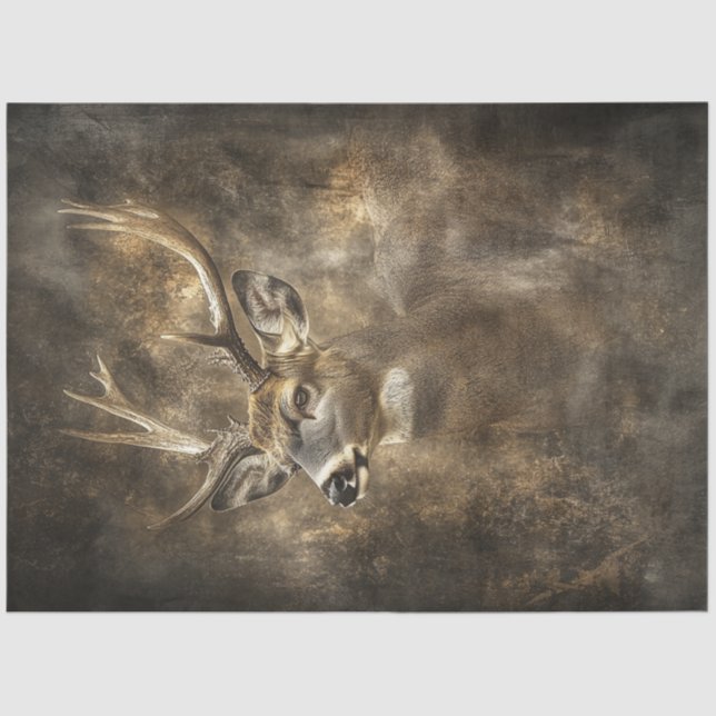 Decoupage Majestic Deer  9 Point Earthy Backgroud Tissue Paper (Front)