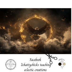 Decoupage Majestic Eagle Golden Ring Flying Tissue Paper