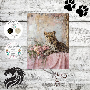 Decoupage Majestic Leopard Bouquet Flowers Couch Tissue Paper