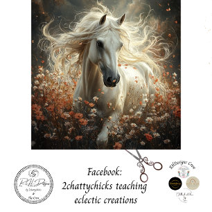 Decoupage Majestic White Horse Field of Flowers  Tissue Paper