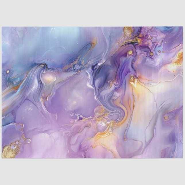 Decoupage Marble Faux Finish Purple Gold Blue Tissue Paper (Front)